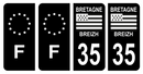 Lot 4 Autocollants Plaque d'immatriculation Voiture Département 35 Noir