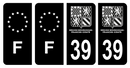 Lot 4 Autocollants Plaque d'immatriculation Voiture Département 39