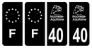 Lot 4 Autocollants Plaque d'immatriculation Voiture Département 40