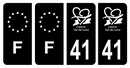 Lot 4 Autocollants Plaque d'immatriculation Voiture Département 41