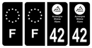 Lot 4 Autocollants Plaque d'immatriculation Voiture Département 42 Noir