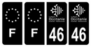 Lot 4 Autocollants Plaque d'immatriculation Voiture Département 46