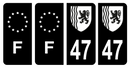Lot 4 Autocollants Plaque d'immatriculation Voiture Département 47