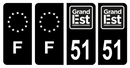 Lot 4 Autocollants Plaque d'immatriculation Voiture Département 51 Noir