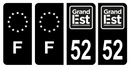 Lot 4 Autocollants Plaque d'immatriculation Voiture Département 52 Noir