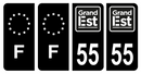 Lot 4 Autocollants Plaque d'immatriculation Voiture Département 55 noir