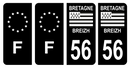 Lot 4 Autocollants Plaque d'immatriculation Voiture Département 56 Noir