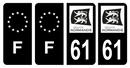 Lot 4 Autocollants Plaque d'immatriculation Voiture Département 61