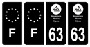 Lot 4 Autocollants Plaque d'immatriculation Voiture Département 63