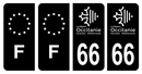 Lot 4 Autocollants Plaque d'immatriculation Voiture Département 66