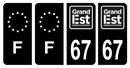 Lot 4 Autocollants Plaque d'immatriculation Voiture Département 67 Noir