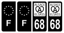 Lot 4 Autocollants Plaque d'immatriculation Voiture Elsass 68