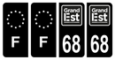 Lot 4 Autocollants Plaque d'immatriculation Voiture Département 68 Noir