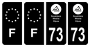 Lot 4 Autocollants Plaque d'immatriculation Voiture Département 73