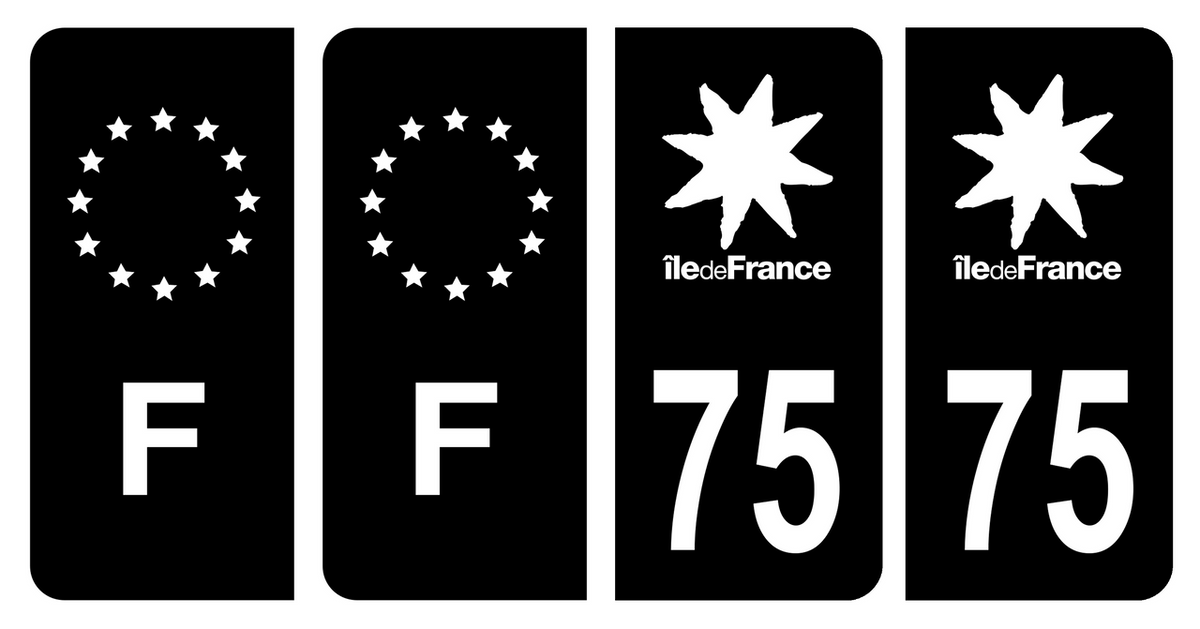 2 Stickers Plaque Auto Département 75 Paris - Neufs Sous Blister - SAFIRMES
