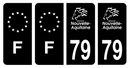 Lot 4 Autocollants Plaque d'immatriculation Voiture Département 79 Noir