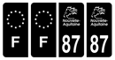 Lot 4 Autocollants Plaque d'immatriculation Voiture Département 87