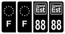 Lot 4 Autocollants Plaque d'immatriculation Voiture Département 88 Noir