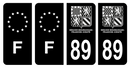 Lot 4 Autocollants Plaque d'immatriculation Voiture Département 89