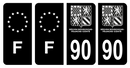 Lot 4 Autocollants Plaque d'immatriculation Voiture Département 90 Nouveau Modèle