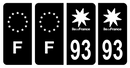 Lot 4 Autocollants Plaque d'immatriculation Voiture Département 93