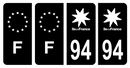Lot 4 Autocollants Plaque d'immatriculation Voiture Département 94