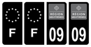 Lot 4 Autocollants Plaque d'immatriculation Voiture Ancienne Région 09