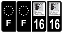 Lot 4 Autocollants Plaque d'immatriculation Voiture Ancienne Région 16 Noir