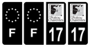 Lot 4 Autocollants Plaque d'immatriculation Voiture Ancienne Région 17 Noir