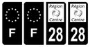 Lot 4 Autocollants Plaque d'immatriculation Voiture Ancienne Région 28