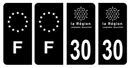 Lot 4 Autocollants Plaque d'immatriculation Voiture Ancienne Région 30