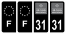 Lot 4 Autocollants Plaque d'immatriculation Voiture Ancienne Région 31