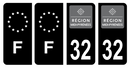 Lot 4 Autocollants Plaque d'immatriculation Voiture Ancienne Région 32