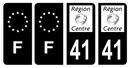 Lot 4 Autocollants Plaque d'immatriculation Voiture Ancienne Région 41