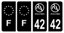 Lot 4 Autocollants Plaque d'immatriculation Voiture Ancienne Région 42 Noir