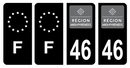Lot 4 Autocollants Plaque d'immatriculation Voiture Ancienne Région 46