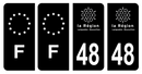 Lot 4 Autocollants Plaque d'immatriculation Voiture Ancienne Région 48 Noir