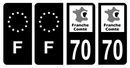 Lot 4 Autocollants Plaque d'immatriculation Voiture Ancienne Région 70