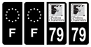 Lot 4 Autocollants Plaque d'immatriculation Voiture Ancienne Région 79