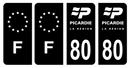 Lot 4 Autocollants Plaque d'immatriculation Voiture Ancienne Région 80