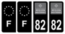 Lot 4 Autocollants Plaque d'immatriculation Voiture Ancienne Région 82 Noir