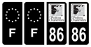 Lot 4 Autocollants Plaque d'immatriculation Voiture Ancienne Région 86