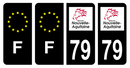 Lot 4 Autocollants Plaque d'immatriculation Voiture Département 79 Noir