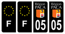 Lot 4 Autocollants Plaque d'immatriculation Voiture 05 Ancien Logo Paca Noir