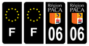 Lot 4 Autocollants Plaque d'immatriculation Voiture 06 Ancien Logo PACA