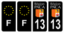Lot 4 Autocollants Plaque d'immatriculation Voiture 13 Ancien Logo PACA