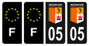 Lot 4 Autocollants Plaque d'immatriculation Voiture Département 05 Région SUD
