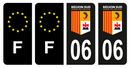 Lot 4 Autocollants Plaque d'immatriculation Voiture Département 06 Région SUD