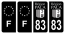 Lot 4 Autocollants Plaque d'immatriculation Voiture 83 Ancien Logo PACA