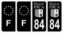 Lot 4 Autocollants Plaque d'immatriculation Voiture 84 Ancien Logo Paca Noir